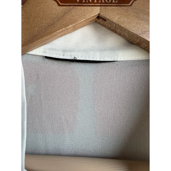 Vintage Semi Sheer Ivory Blouse Neck Tie Ruffles Tuxedo Front  Size 2X - Picture 2 of 7